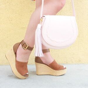 Brown Ankle Strap Wedges